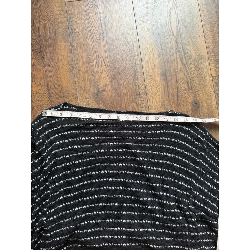Whimsigoth Knit Striped Asymmetrical Black White Cape Poncho One Size